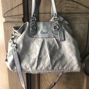 Coach bag and wallet silver/grey